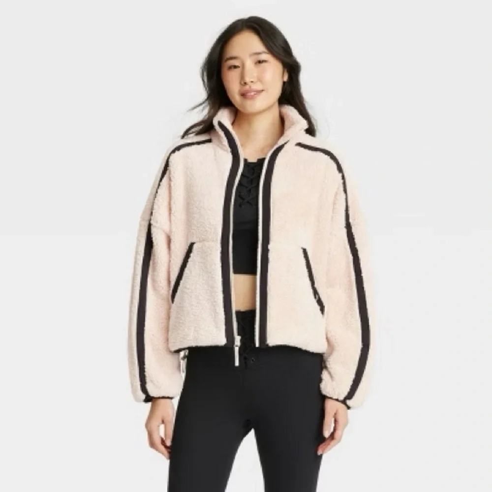 JoyLab Cream and Black Teddy Jacket - Picture 1 of 4